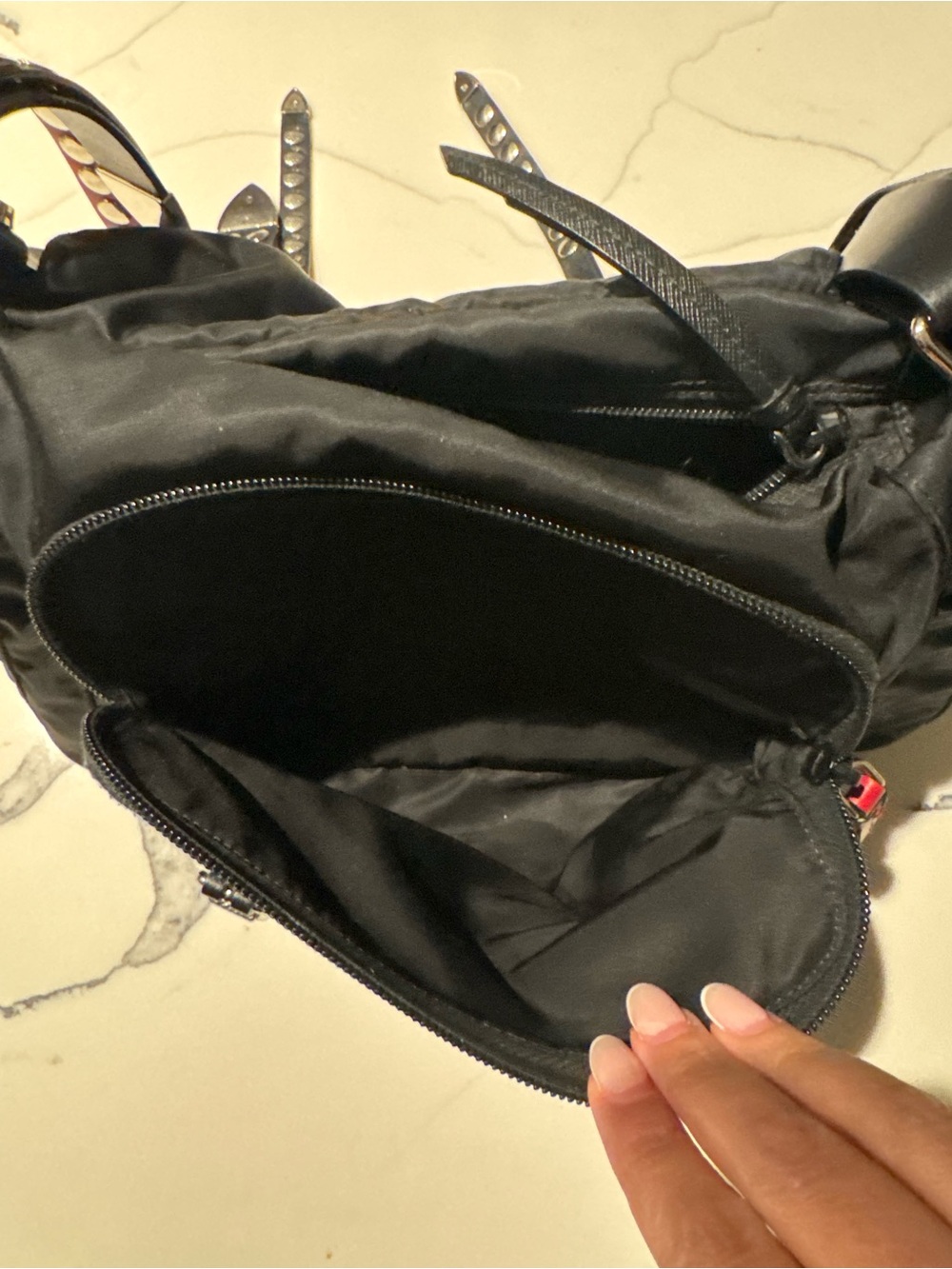 Prada Studded Tessuto Messenger Bag – Black - Picture 8 of 13